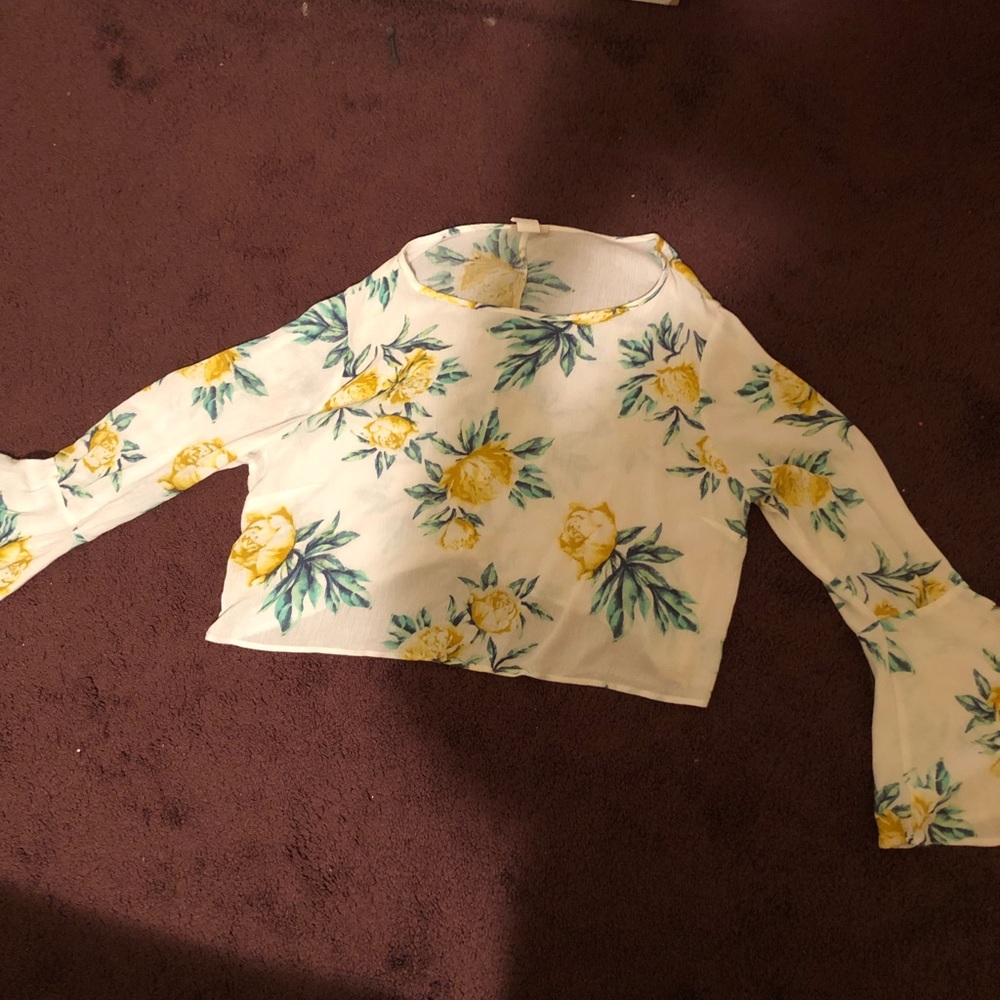 Floral long sleeve crop top